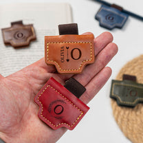 Vintage Monogram Book Mark For Book Lover, Reader - Personalized Engraved Leather Magnetic Bookmark With Pen Clip