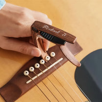 Vintage Monogram For Guitarist, Guitar Lover - Personalized Guitar Capo With Pick