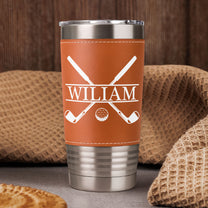 Vintage Monogram - Gift For Men, Husband, Dad - Personalized 20oz Leather Wrapped Tumbler
