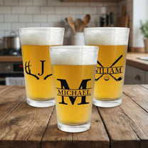 Vintage Monogram - Gift For Men, Husband, Dad - Personalized Beer Glass
