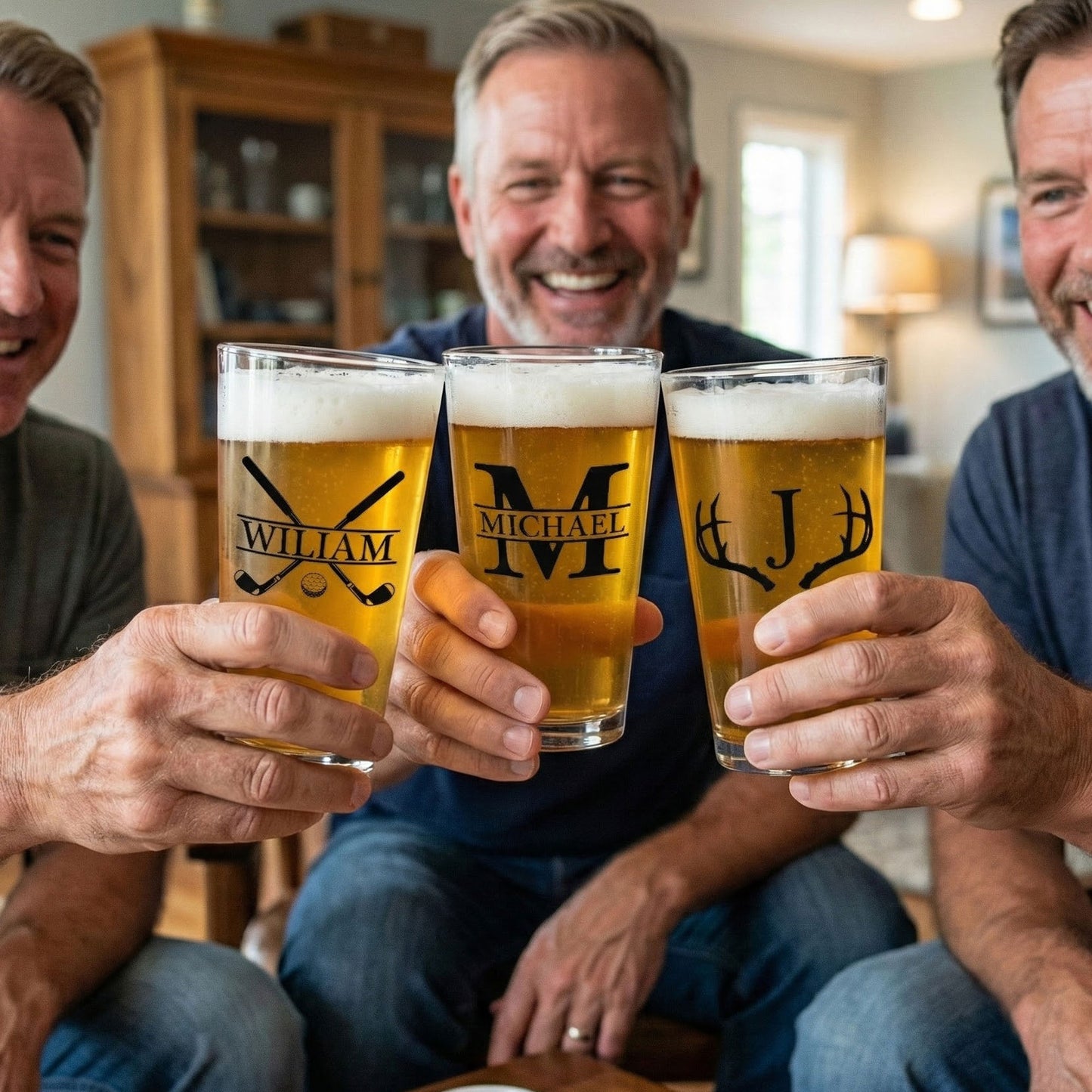 Vintage Monogram - Gift For Men, Husband, Dad - Personalized Beer Glass