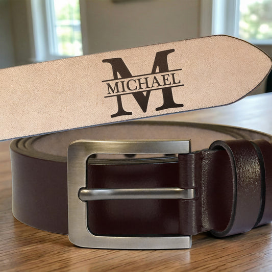 Vintage Monogram - Personalized Engraved Leather Belt