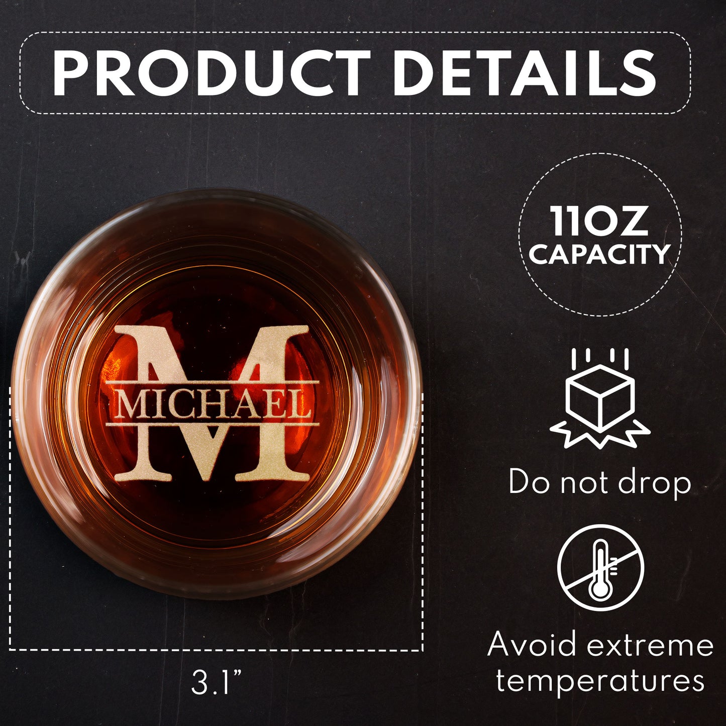 Vintage Monogram - Personalized Engraved Whiskey Glass