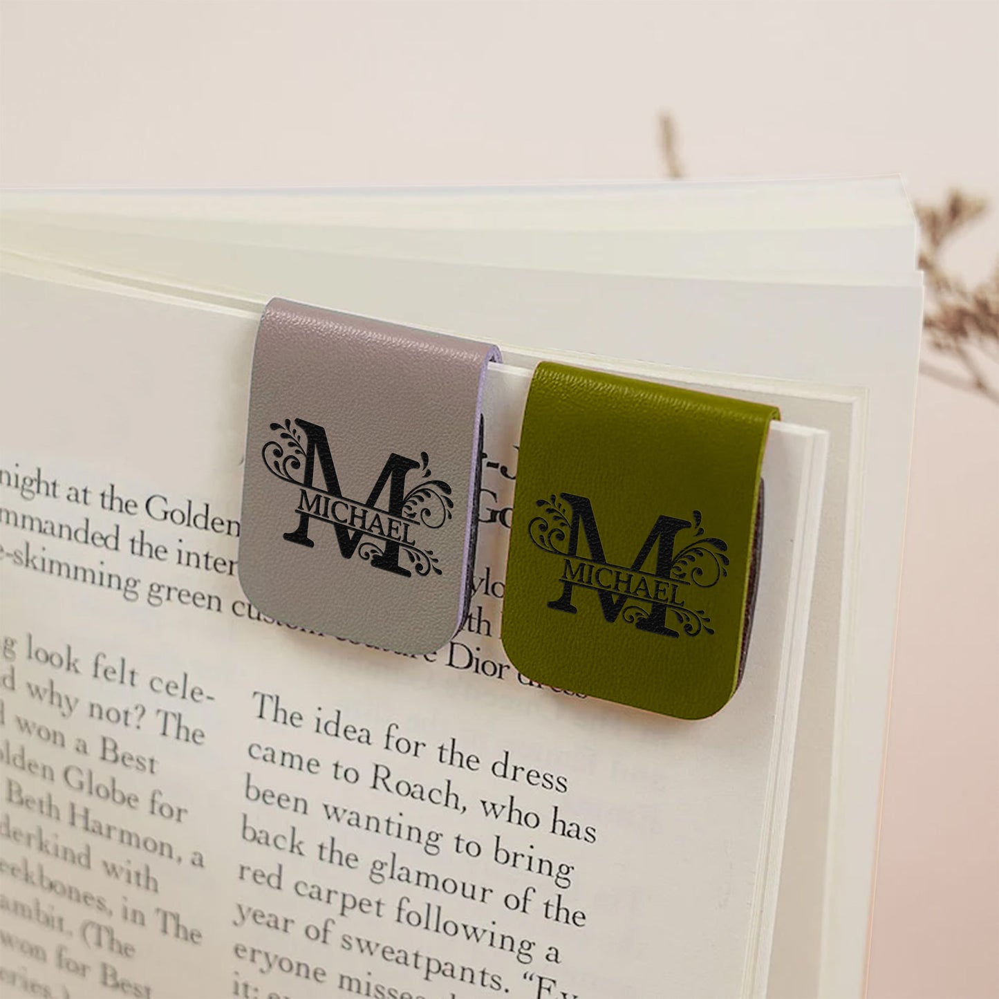 Vintage Monogram - Personalized Leather Magnetic Bookmark