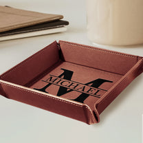 Vintage Monogram - Personalized Leather Valet Tray