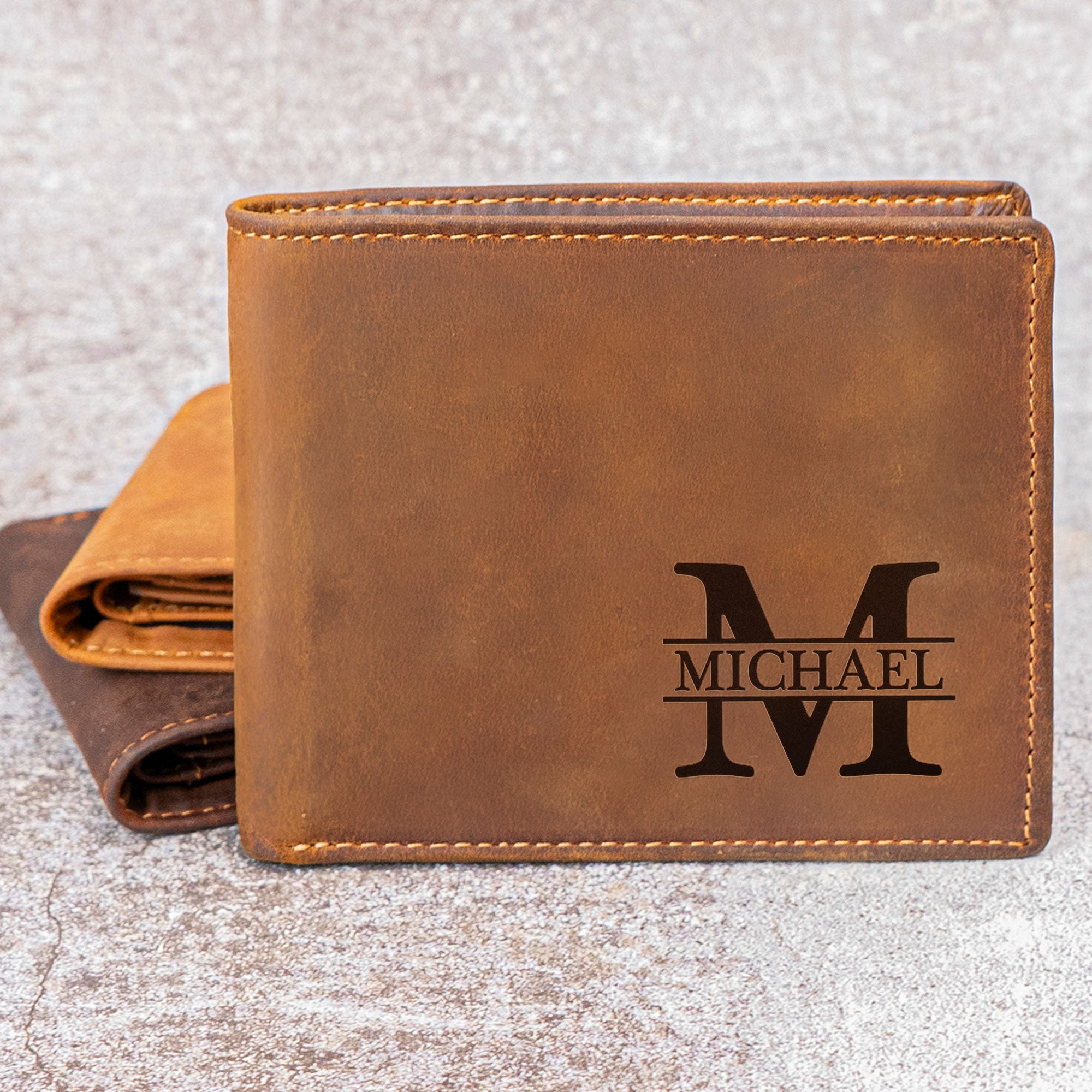 Vintage Monogram - Personalized Leather Wallet