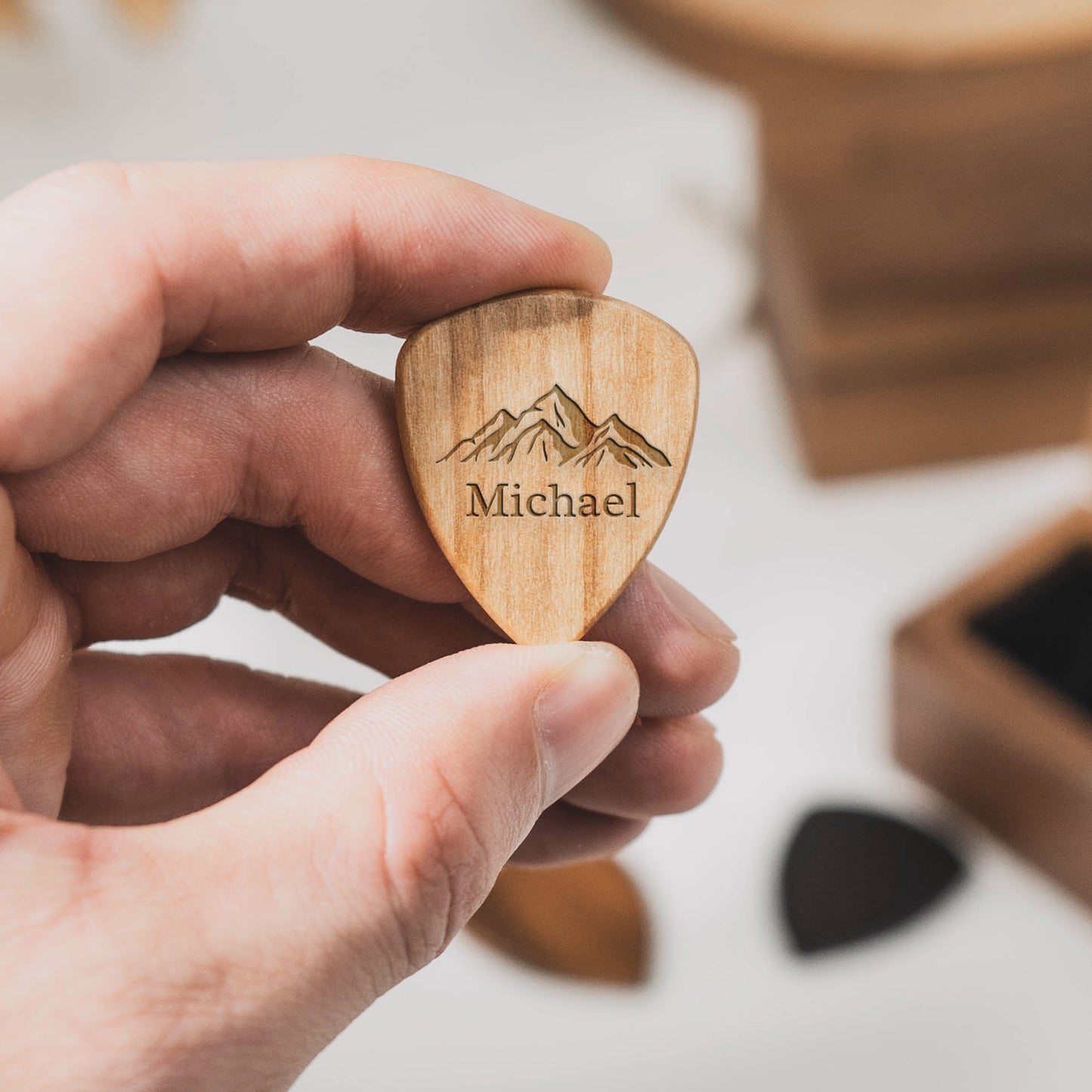 Vintage Monogram - Personalized Wooden Guitar Pick Box