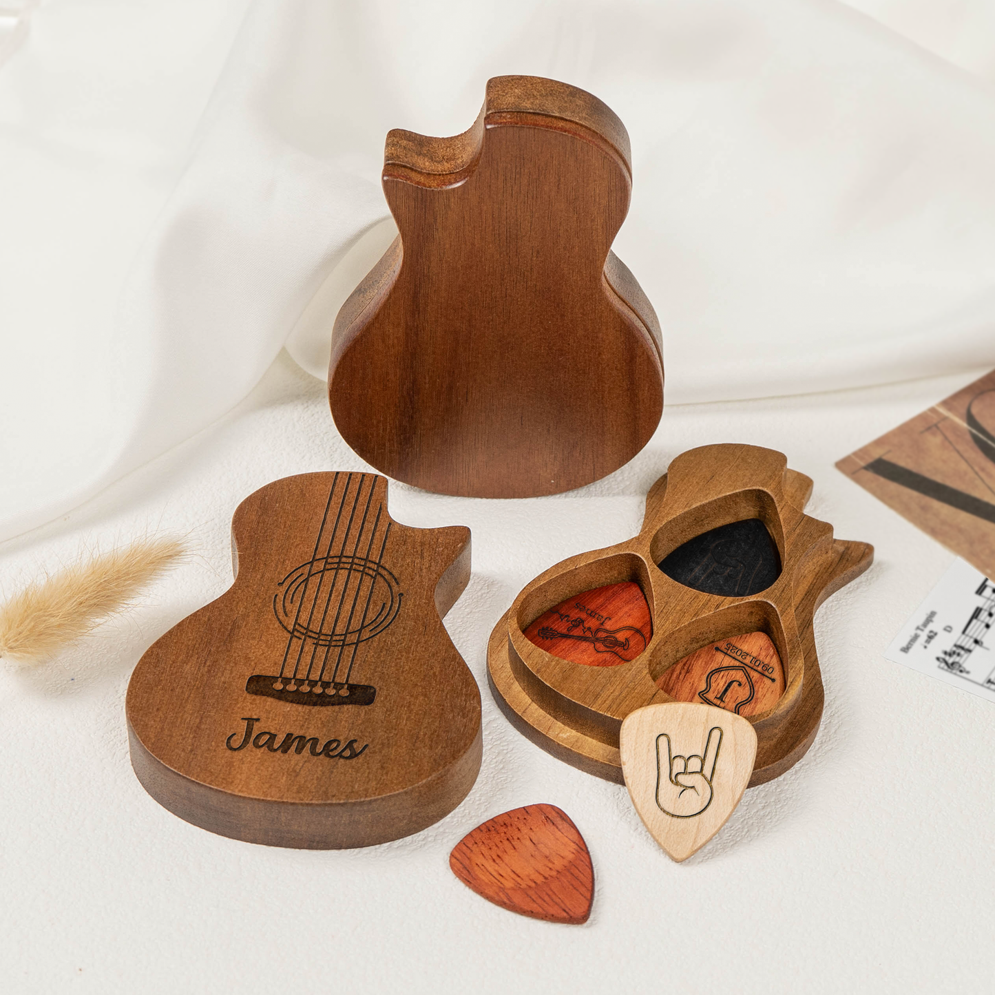 Vintage Monogram - Personalized Wooden Guitar Pick Box