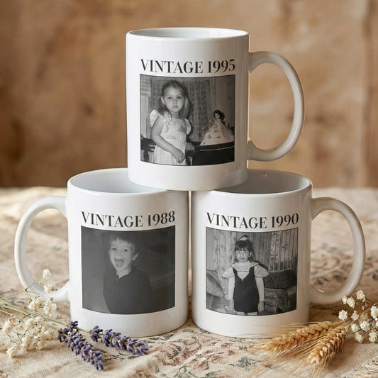 Vintage Photo And Year - Personalized Photo Mug