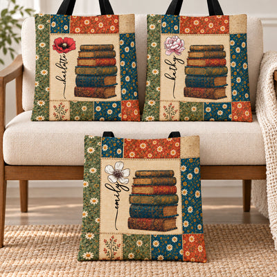 Vintage Book Patchwork Style - Personalized Tote Bag