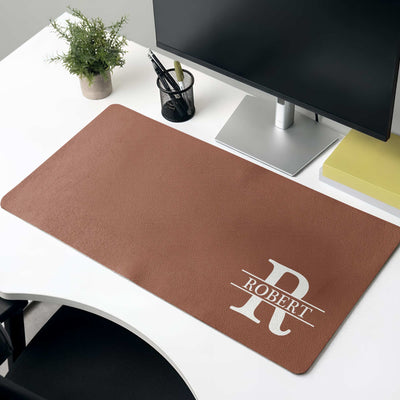 Vintage Monogram, Custom Name For Him, Son, Husband, Coworker, Boss - Personalized Desk Mat
