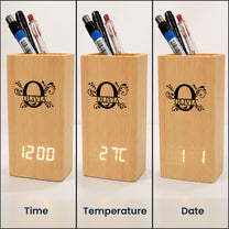 Vintage-Monogram-Personalized-Pen-Holder-With-Clock-4