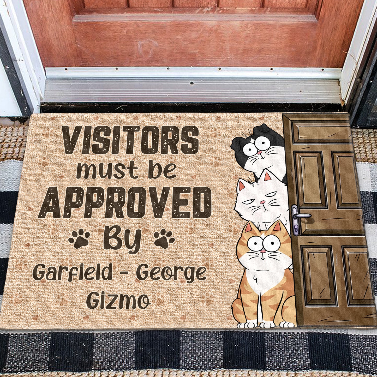 Visitors Must Be Approved By Pet - Personalized Doormat