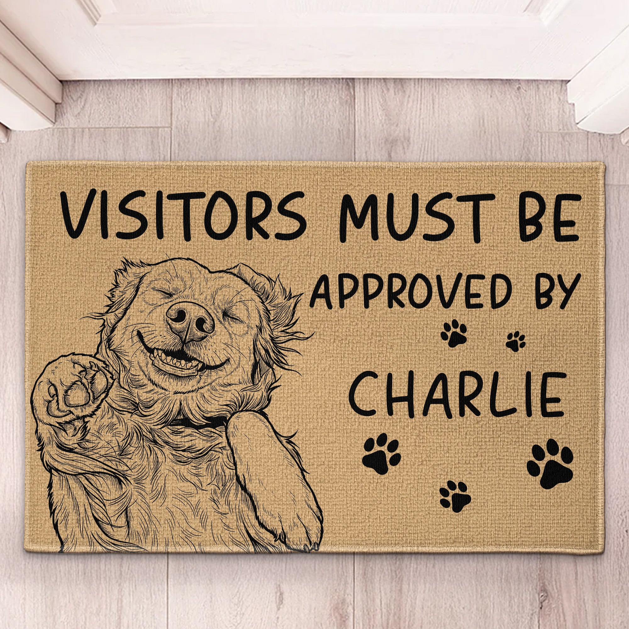 Visitors-Must-Be-Approved-By-Custom-Pet-Portrait-Sketch-Line-Art-Personalized-Doormat-2