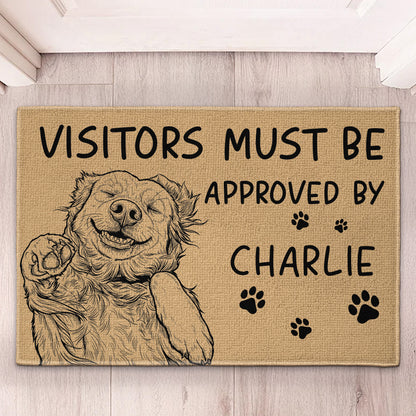 Visitors-Must-Be-Approved-By-Custom-Pet-Portrait-Sketch-Line-Art-Personalized-Doormat-2