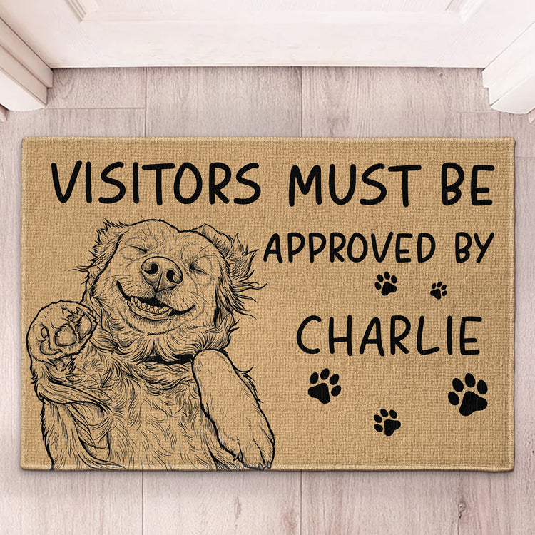 Visitors-Must-Be-Approved-By-Custom-Pet-Portrait-Sketch-Line-Art-Personalized-Doormat-2