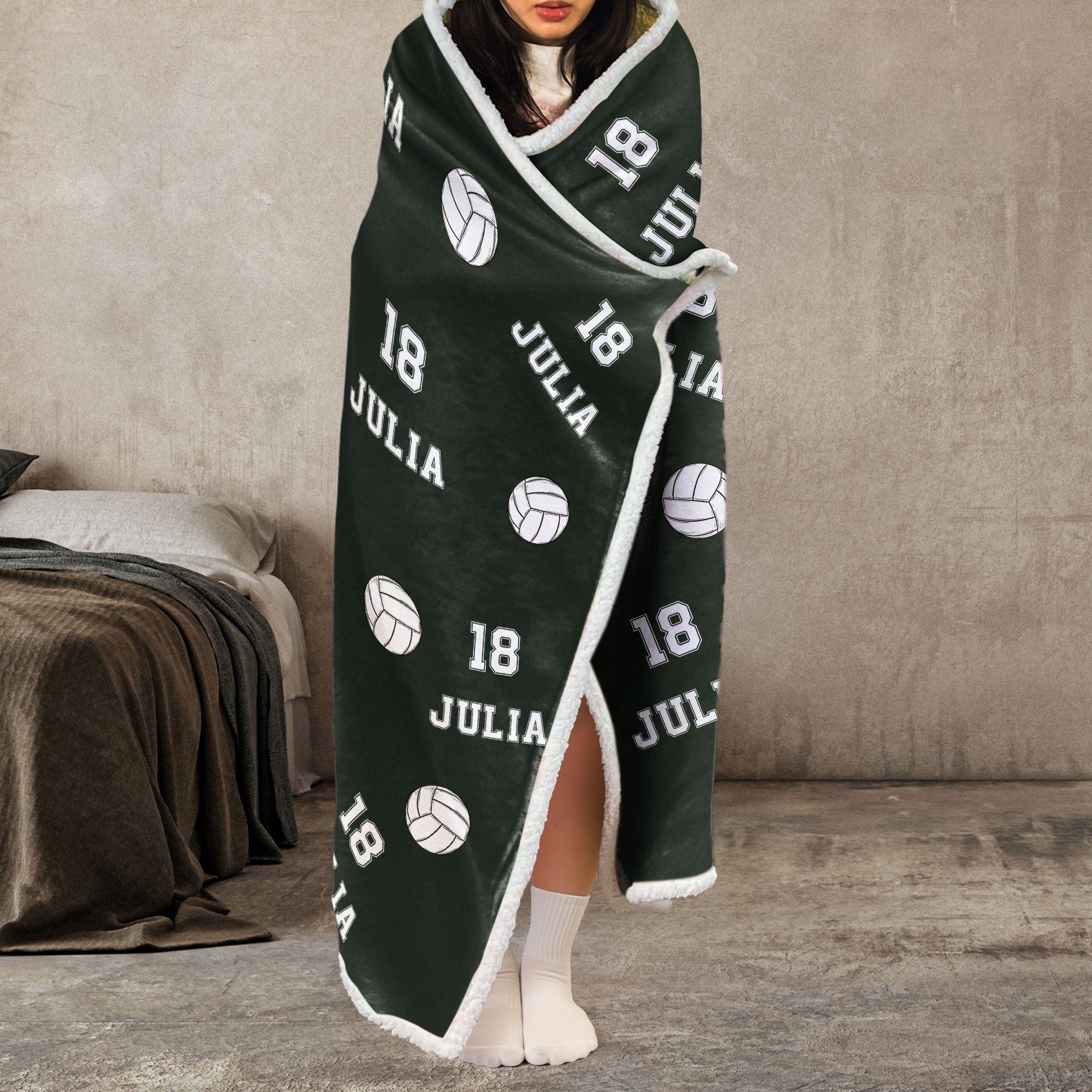 Hotsell Personalized Color Volleyball Hooded Blanket