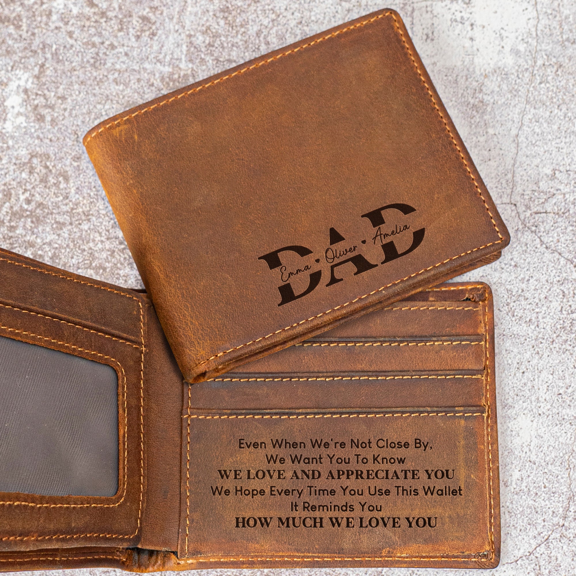 Wallet Reminder For Dad, Grandpa, Papa - Personalized Leather Wallet