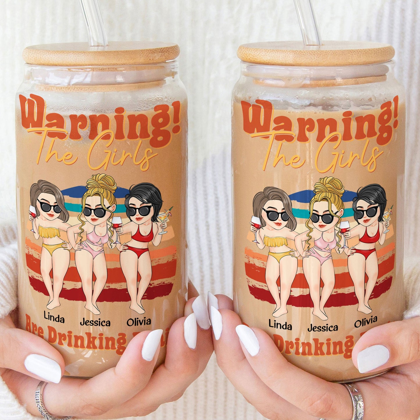 Warning! The Girls Are Drinking Again - Personalized Clear Glass Cup