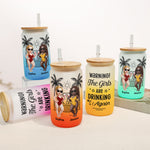 Warning! The Girls Are Drinking Again - Summer Besties Trip - Personalized Frosted Glass Cup