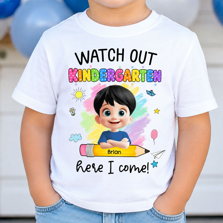 Watch-Out-Kindergarten-Here-I-Come-Personalized-Shirt-1