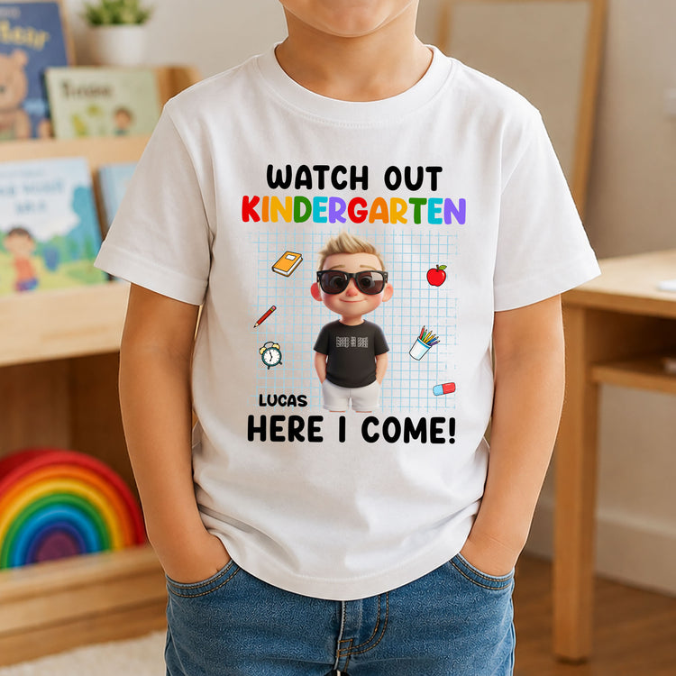 Watch-Out-School-Here-I-Come-Cartoon-Style-Personalized-Shirt-2