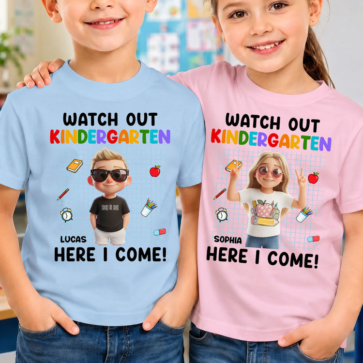 Watch-Out-School-Here-I-Come-Cartoon-Style-Personalized-Shirt-3