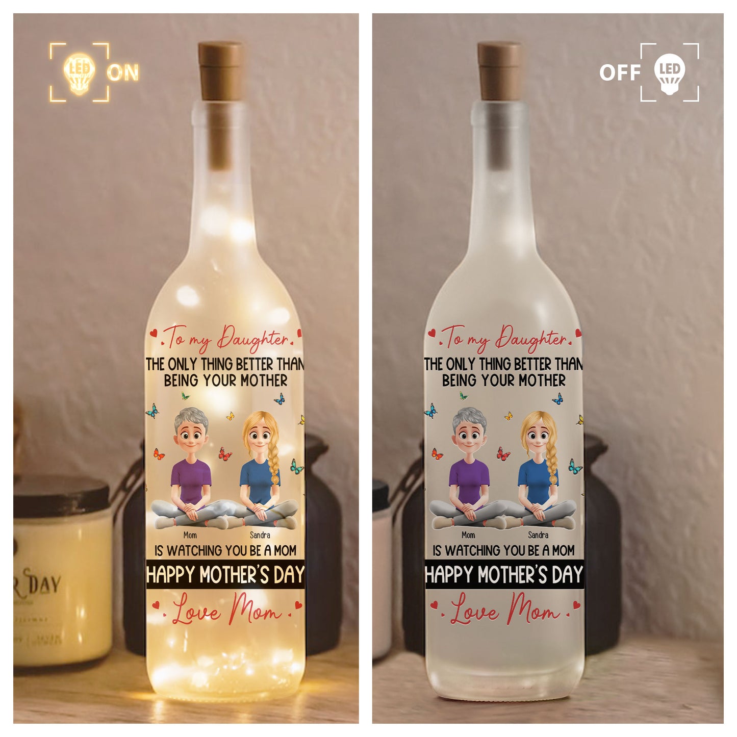 Watching You Be A Mom - Personalized Bottle Lamp