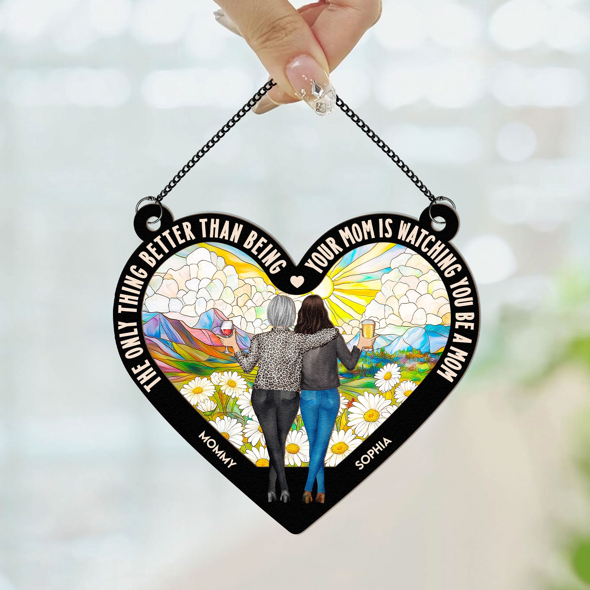 Watching You Be A Mom - Personalized Window Hanging Suncatcher Ornament