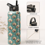 Water Bottle With Funny Pet Face - Personalized Photo Stainless Steel Water Bottle