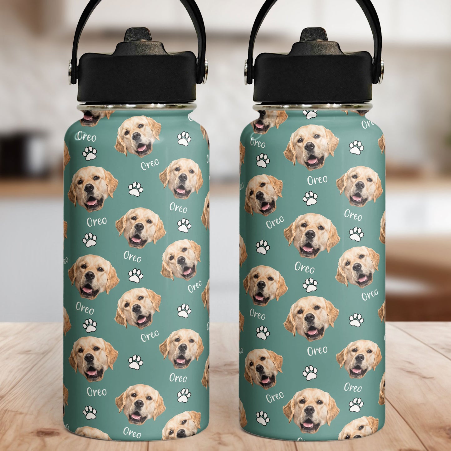 Water Bottle With Funny Pet Face - Personalized Photo Stainless Steel Water Bottle