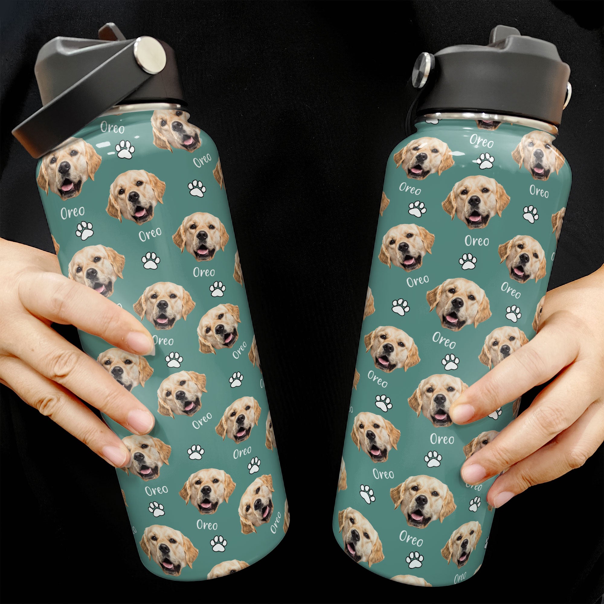 Water Bottle With Funny Pet Face - Personalized Photo Stainless Steel Water Bottle