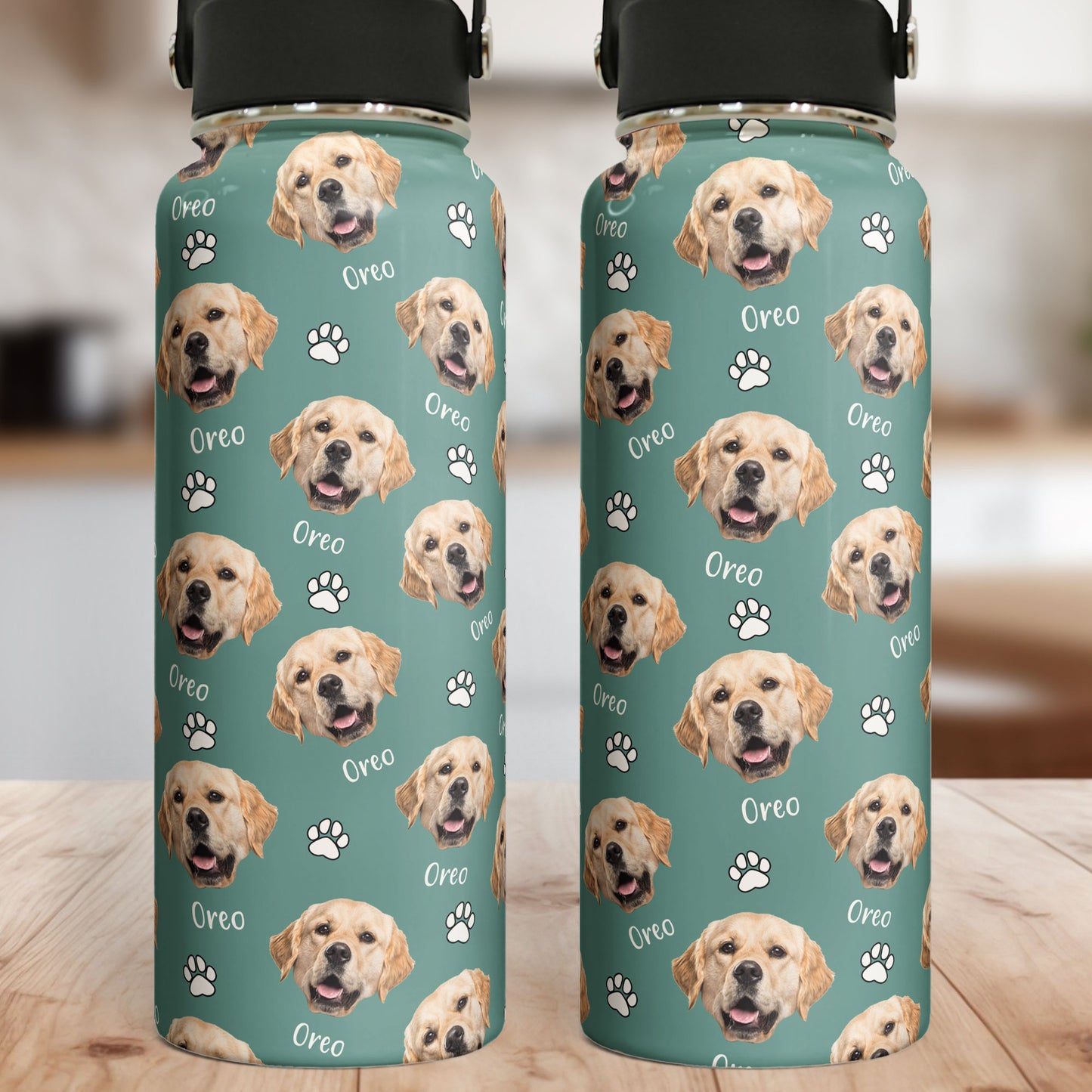 Water Bottle With Funny Pet Face - Personalized Photo Stainless Steel Water Bottle