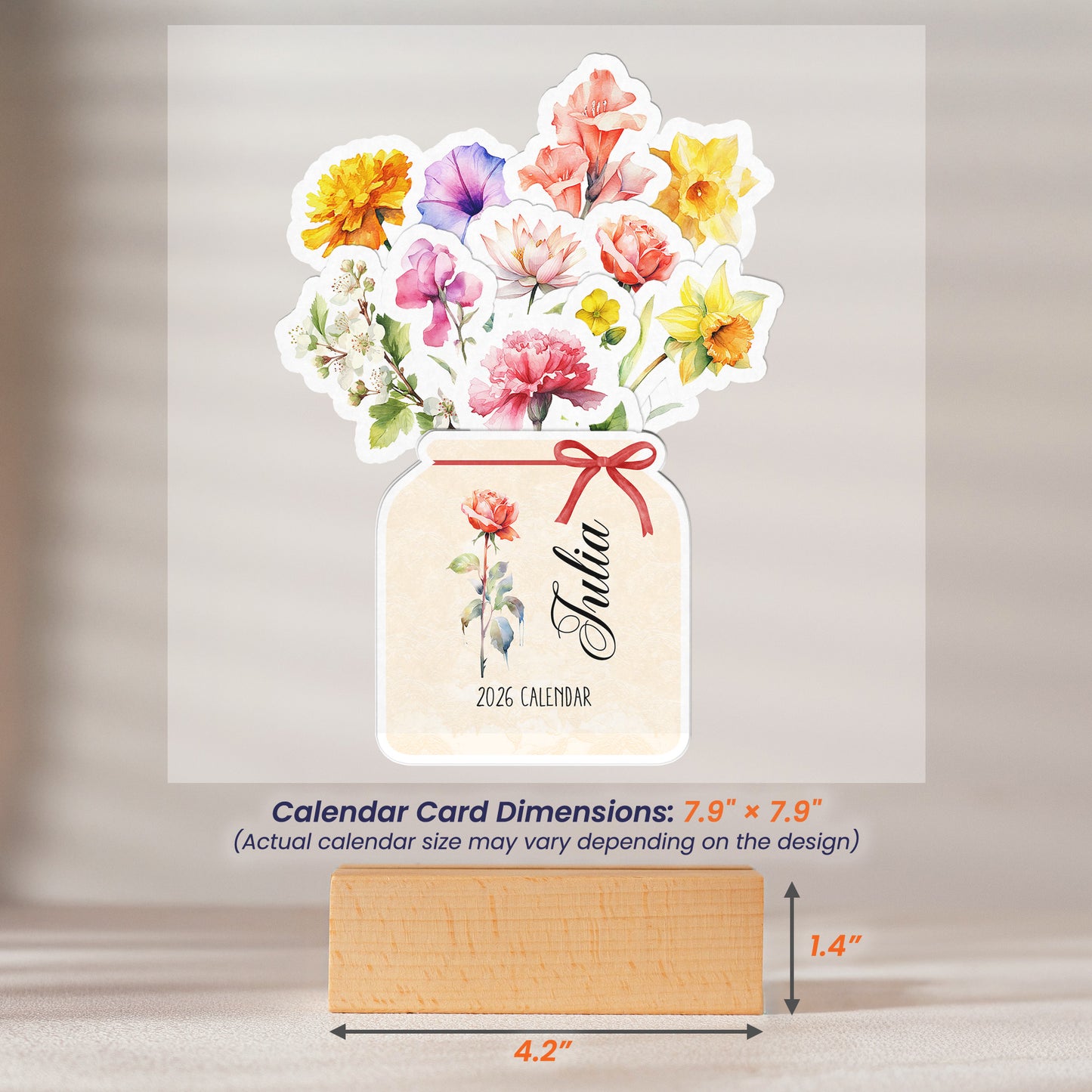 Water Color Birth Flower - Custom Easel Calendar 2026