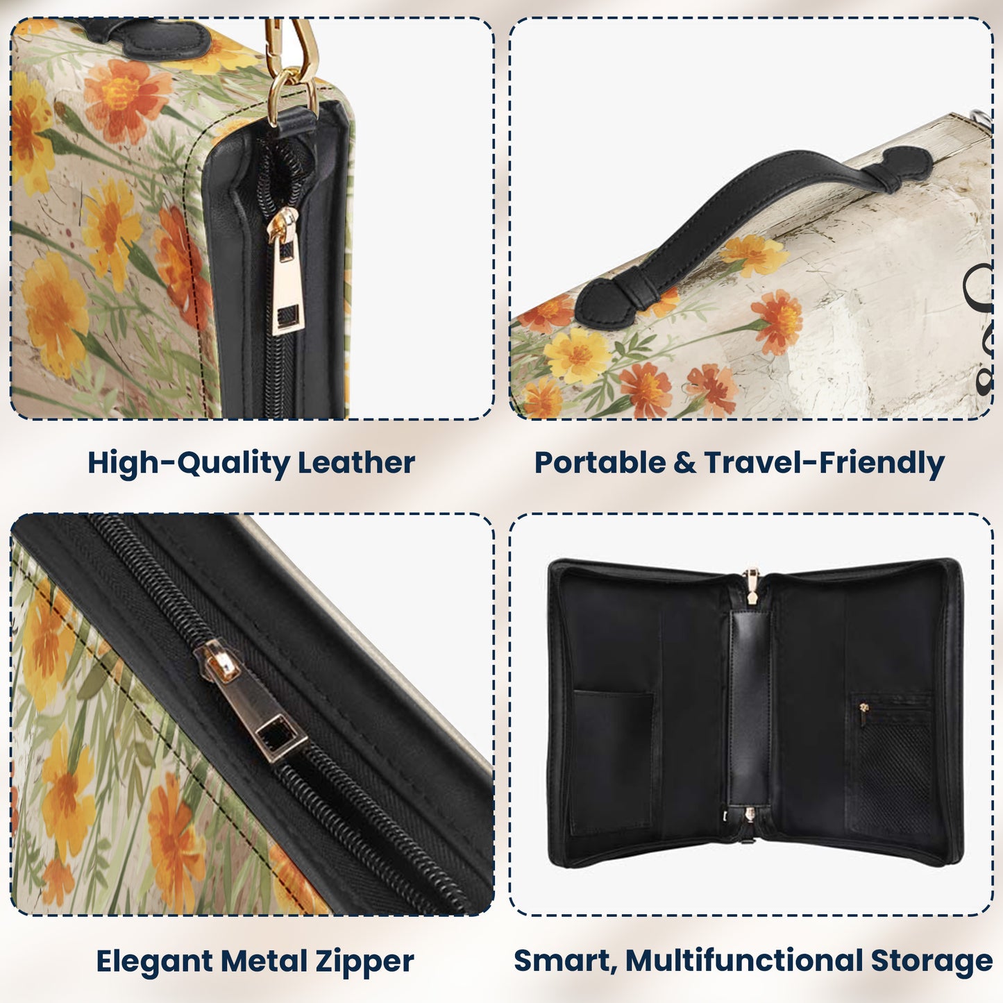 Watercolor Birth Flower Cross Prayer Journal For Her - Personalized Bible Cover