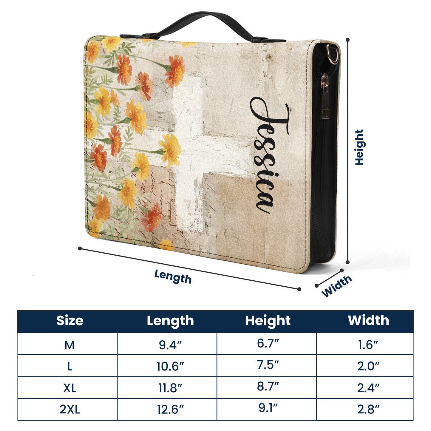 Watercolor Birth Flower Cross Prayer Journal For Her - Personalized Bible Cover