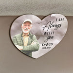 Watercolor Style I'm Always With You Memorial Gift - Personalized Wooden Photo Car Visor Clip