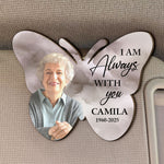Watercolor Style I'm Always With You Memorial Gift - Personalized Wooden Photo Car Visor Clip