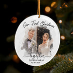 Watercolor Style Our First Christmas Married - Personalized Acrylic Photo Ornament