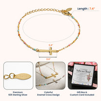 We Are Sisters In Christ - Cross Bracelet With Custom Card