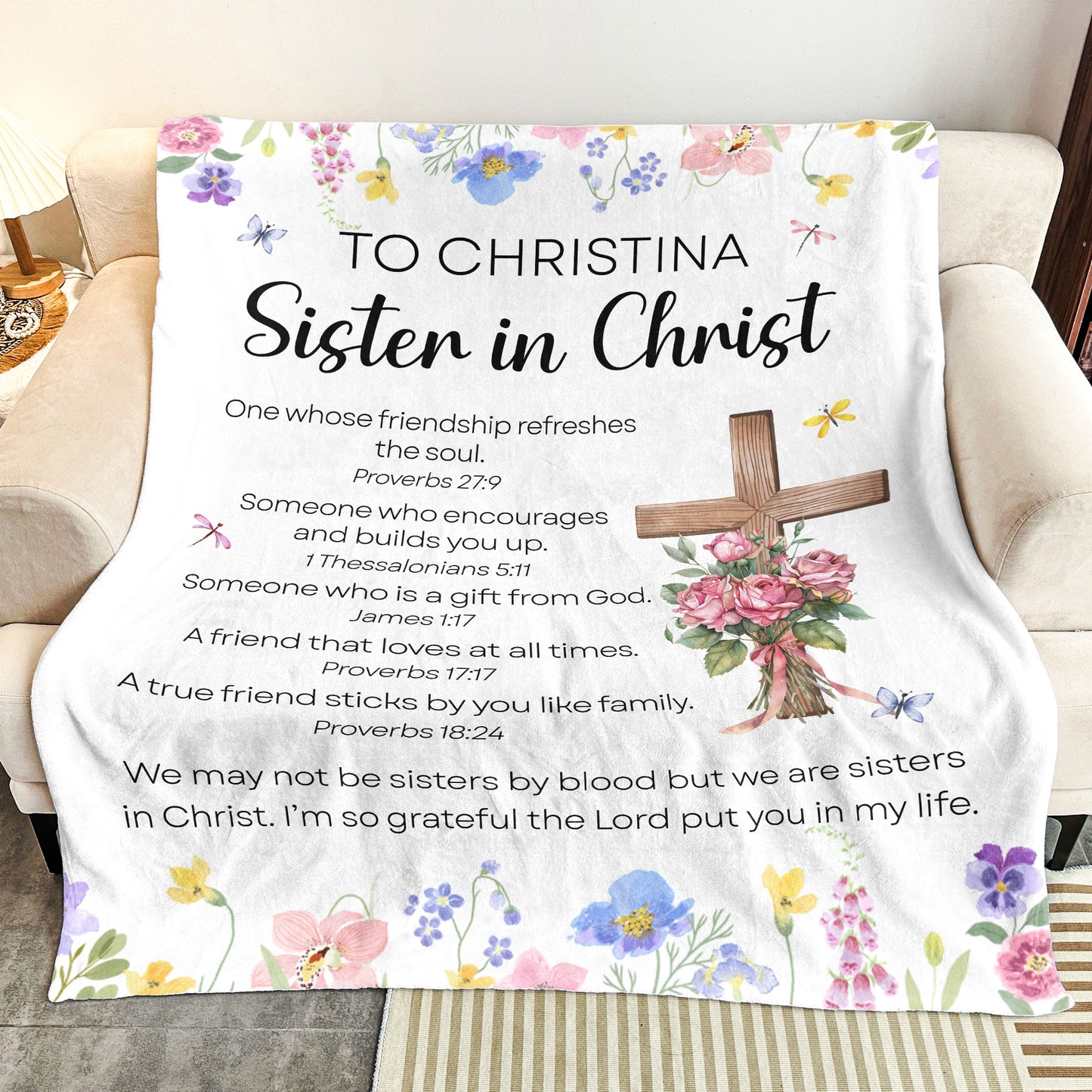 We Are Sisters In Christ With Bible Verse - Personalized Blanket