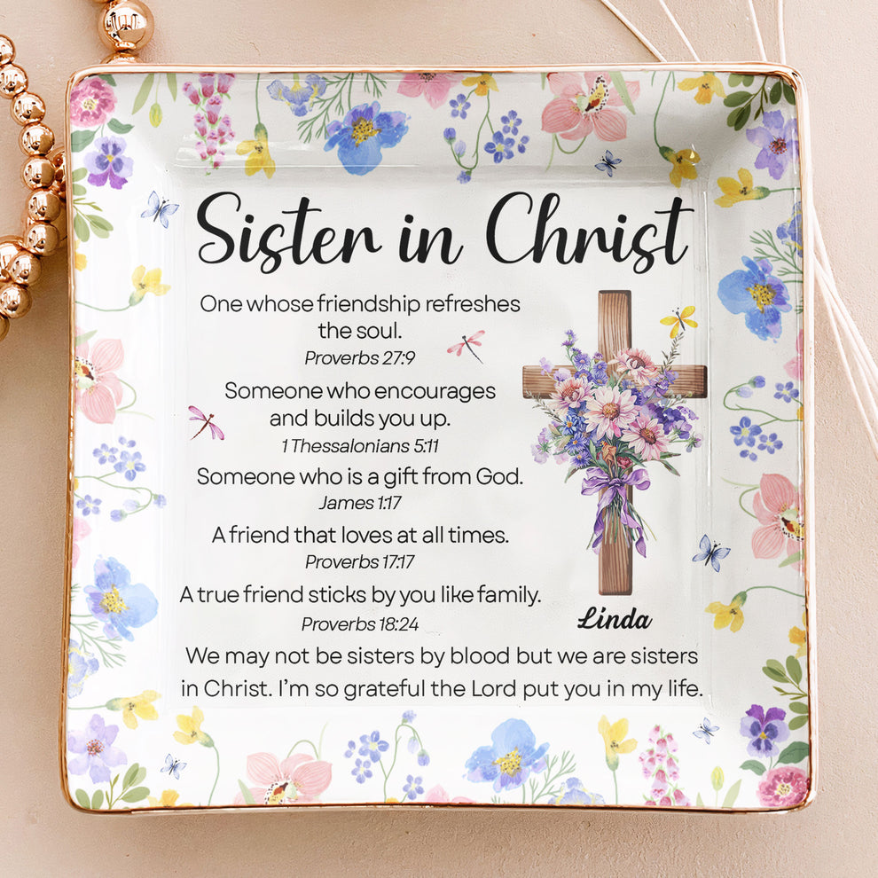 We Are Sisters In Christ With Bible Verse - Personalized Jewelry Dish ...