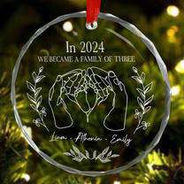 We Became A Family Of Three - Personalized Glass Ornament