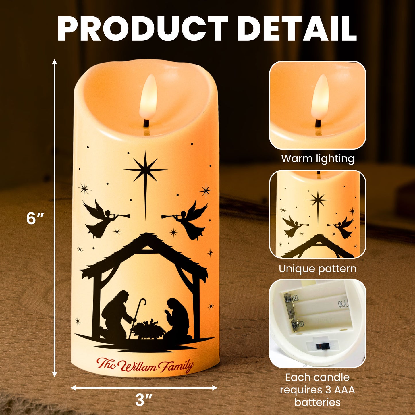 We Believe Nativity - Personalized LED Candle