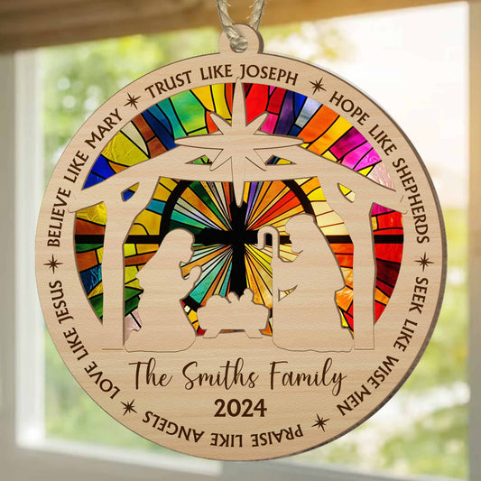 We Believe Nativity  - Personalized Suncatcher Ornament