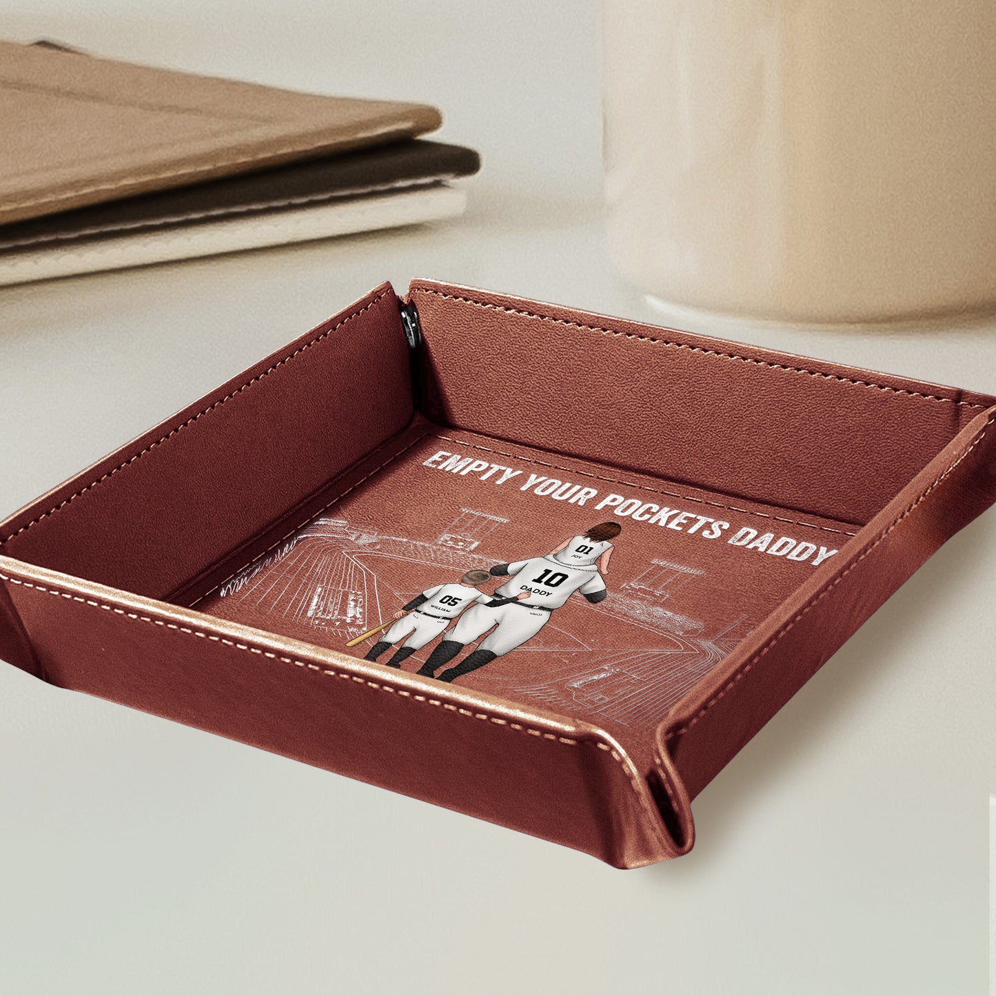 We Can't Wait To Play Baseball With You - Personalized Leather Valet Tray