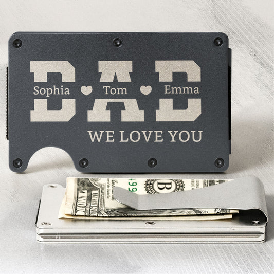 We Love You Dad - Personalized Metal Wallet