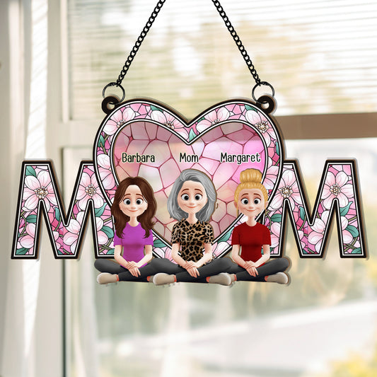 We Love You Mom New Version - Personalized Window Hanging Suncatcher Ornament