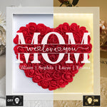 We Love You Mom - Personalized Flower Shadow Box With LED Light