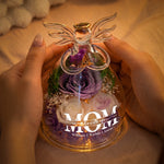 We Love You Mom! - Personalized Flower In Glass Angel Figurines
